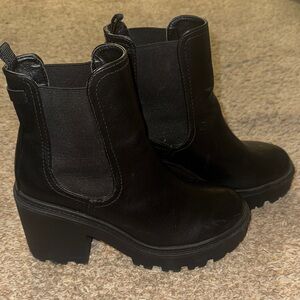 UO Black Chunky Heeled Bootie